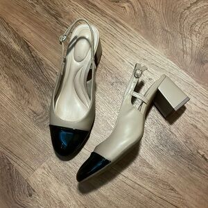 EUC Kelly and Katie Cap-Toe Slingback Kitten Heels